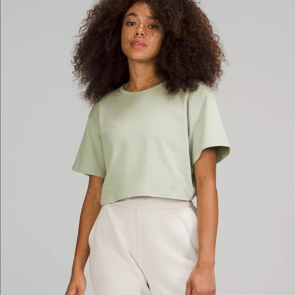 lululemon athletica LA gathered back top in green fern